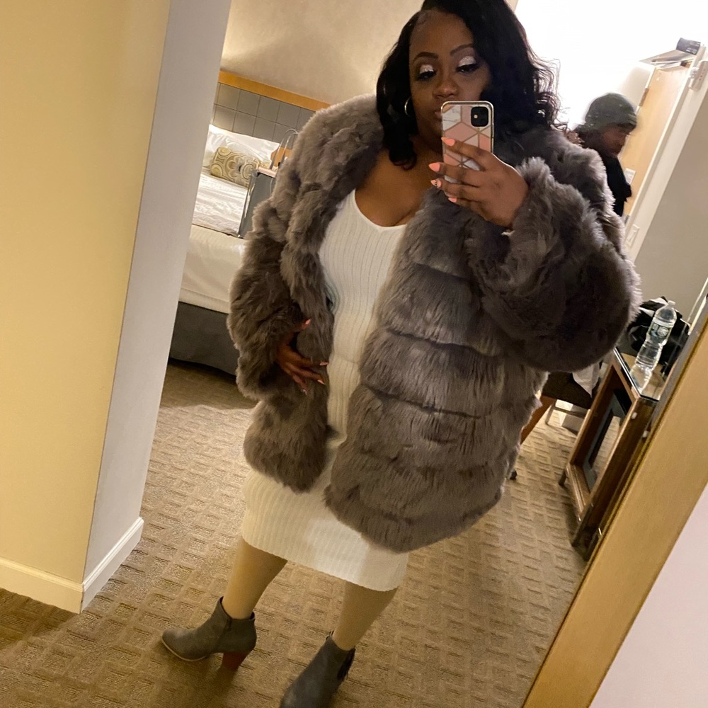Plus size pretty little thing faux fur coat